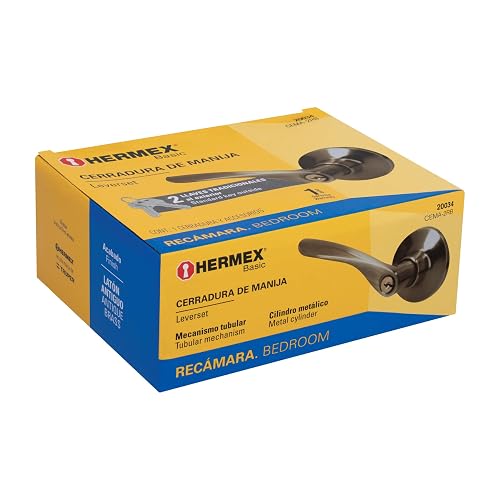 Hermex Basic CEMA-2RB Cerradura Basic manija, cil metal, recámara, latón antiguo, color Latón antiguo, pack of/paquete de 1