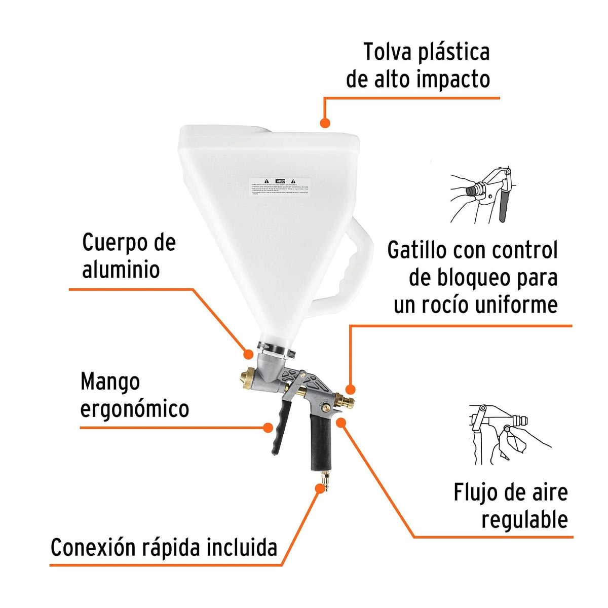 Truper PITI-687, Tirolera neumática, grip antiderrapante
