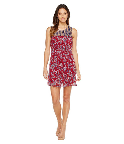 Lucky Brand Vestido Estampado Rojo Mezclado Vestido para Mujer