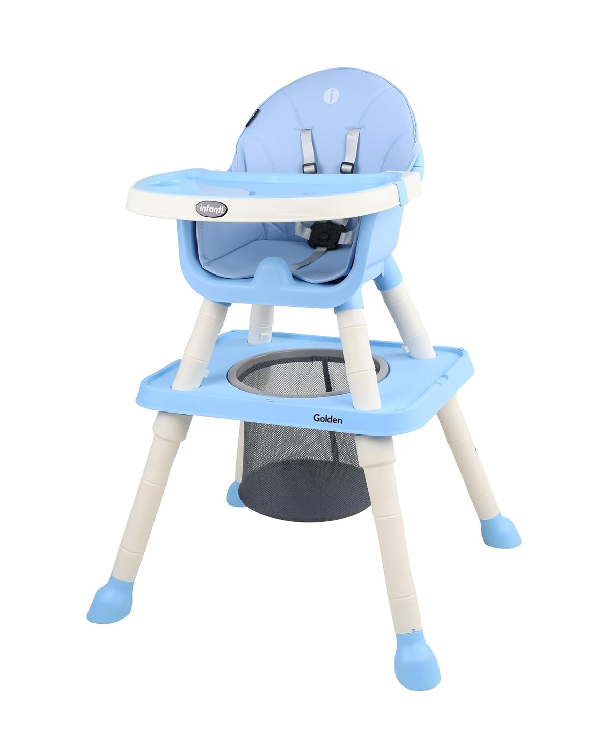 Infanti Silla Alta Golden 6 en 1, con Mesa Interactiva - Azul