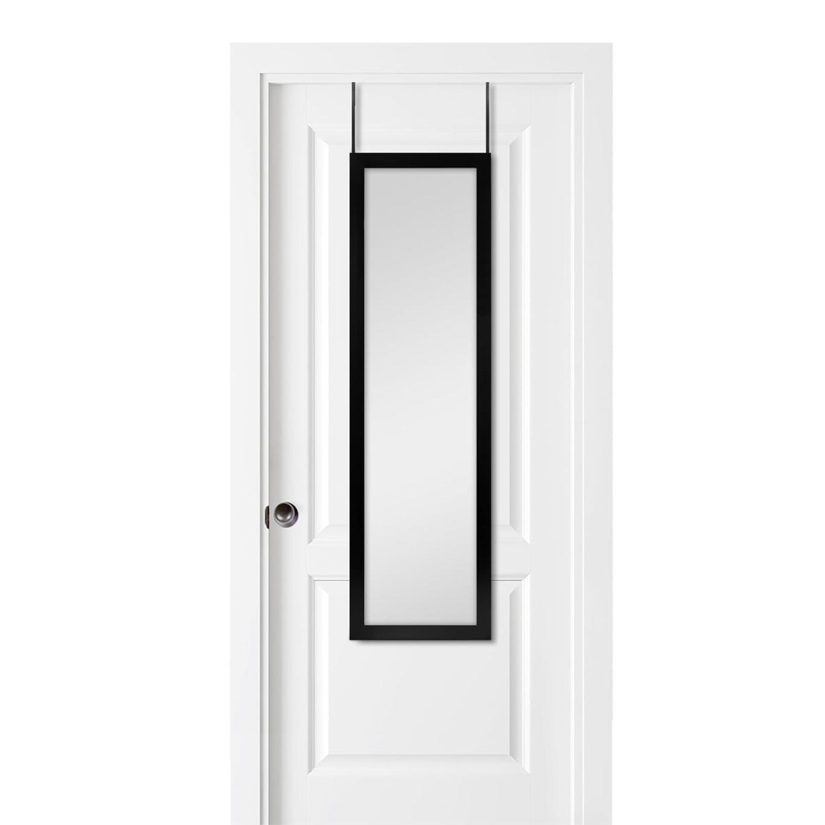 MCS - Espejo de 14.7 x 50.7 Pulgadas, Color Negro, Espejo Colgante de Longitud Completa para Puertas de recámara y baño, diseño Ligero con Sistema Patentado Que no Requiere Herramientas para Colgar