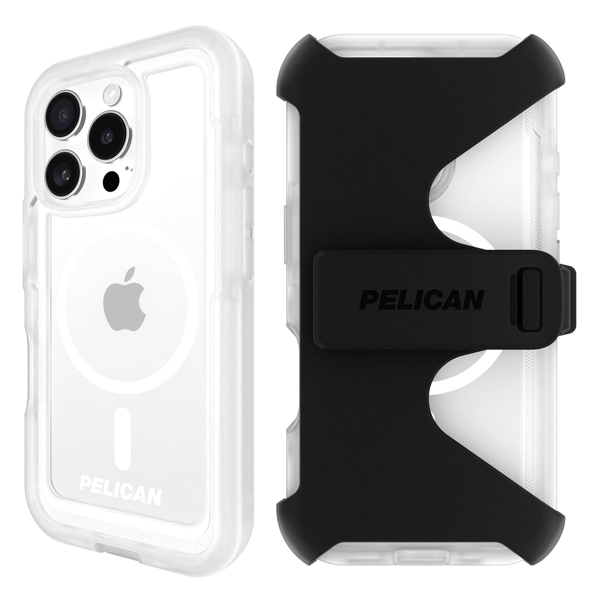Pelican Voyager Funda Resistente para iPhone 16 Pro, Compatible con MagSafe, Negro - Voyager Clear