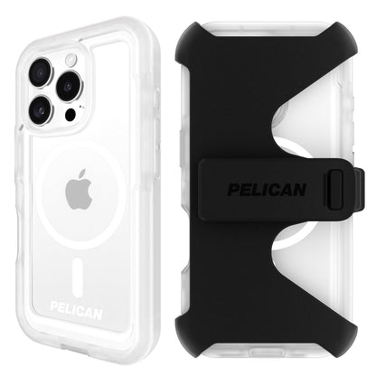 Pelican Voyager Funda Resistente para iPhone 16 Pro, Compatible con MagSafe, Negro - Voyager Clear