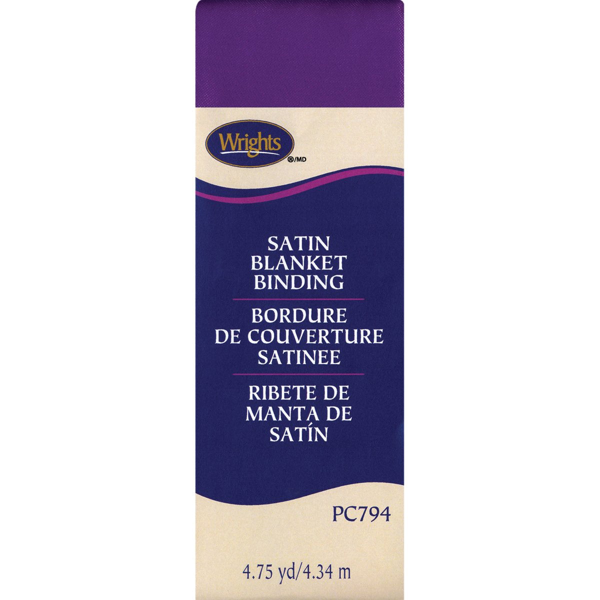 Wright Products Wrights 117-794-064 - Manta de satén Plegable Individual, 2 x 4-3/4 Yardas, Color Morado