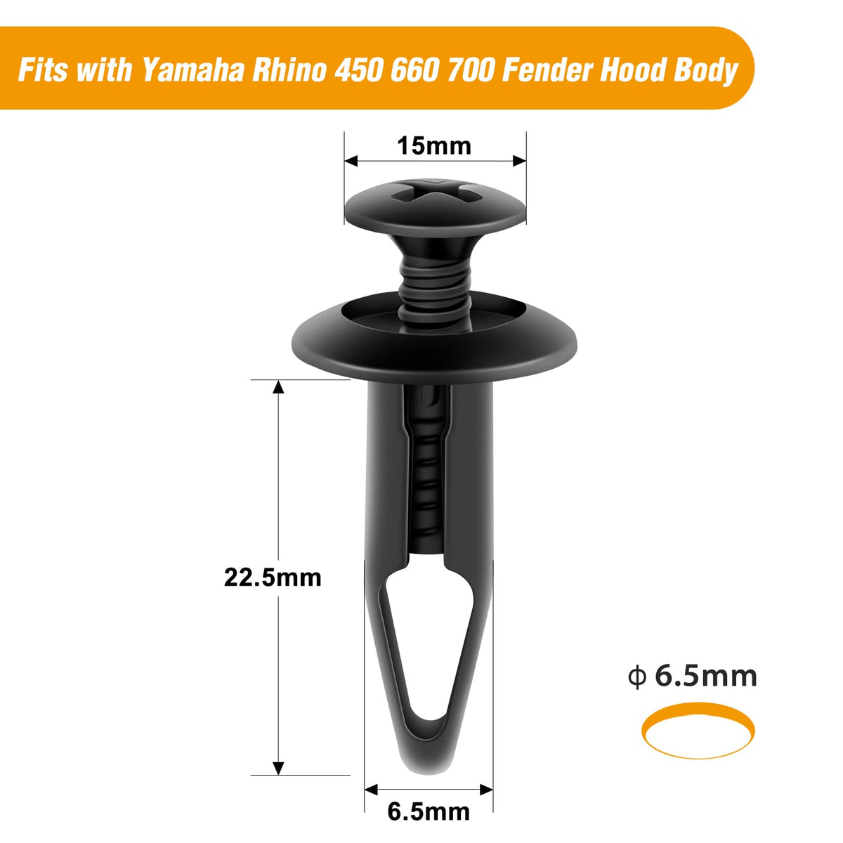 GOOACC - 100 clips de remache para parachoques Yamaha Rhino 450 660 700 Grizzly 600 Cuerpo Fender Hood Panel de depósito de combustible, clip de tornillo de remache