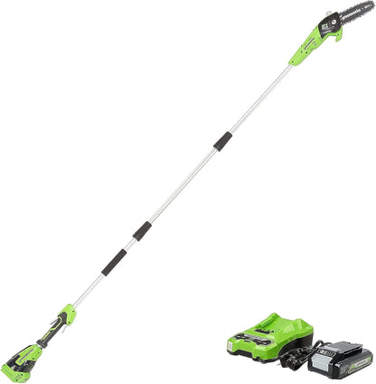 Motosierra Telescopica PS24B210 Premium Greenworks, para poda Incluye batería y Cargador, Sierra telescópica Ideal para Cortar Ramas de Altura