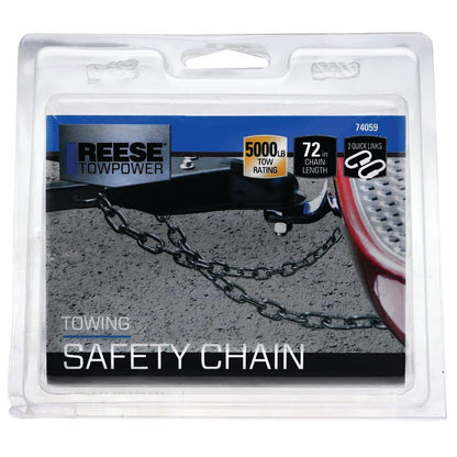 Reese Towpower Cadena de Seguridad de 72 Pulgadas, Capacidad 5000 Libras, Plateado Metálico