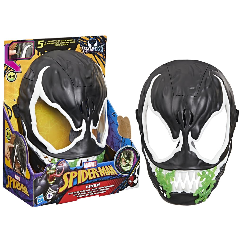 Hasbro Marvel Spider-Man VenomVersus - Máscara de Juguete Fluorescente con Sonido para Cosplay y Juegos de rol para niños y niñas a Partir de 5 años