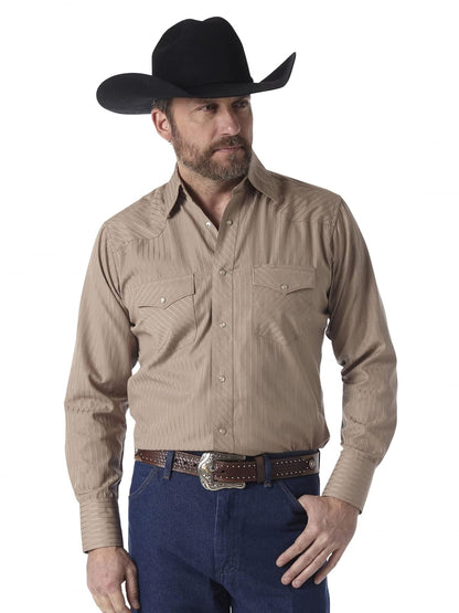 Wrangler Camisa Sport Western de Algodón para Hombre - Café - CH