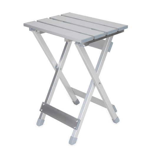 Camco Mesa Auxiliar Plegable de Aluminio, Pequeño | Capacidad para hasta 59 kg, se pliega a 2 pulgadas de ancho, se instala en segundos, no necesita herramientas