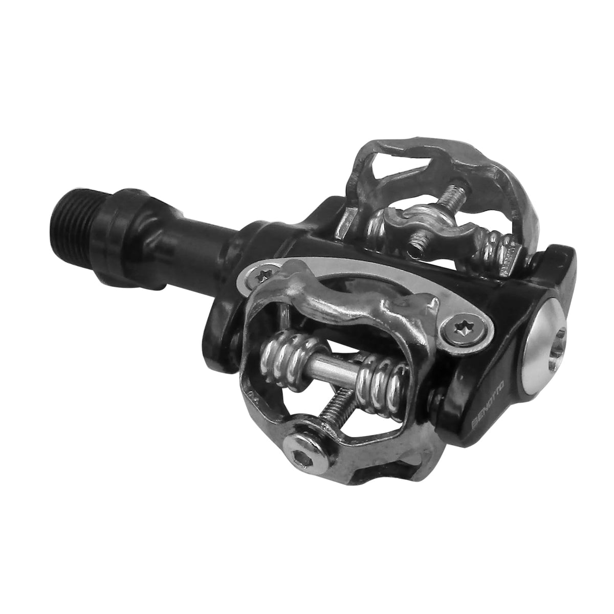 Benotto Pedal MTB 9/16 de Contacto Compatible con Placas Shimano SPD Aluminio Negro/Cromo FPD-C52N (2 Piezas)