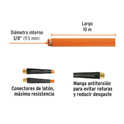 Truper MAN-PI-10-3/8, Manguera para compresor de PVC 10m x 3/8"