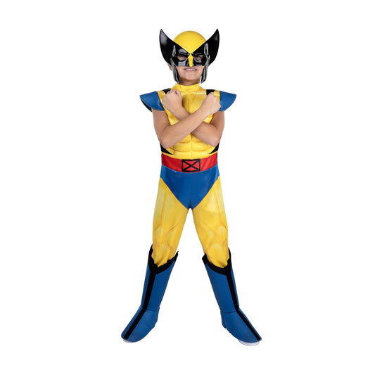 MARVEL Wolverine Official Youth Halloween Costume - Premium Quality Padded Jumpsuit with Plastic Mask