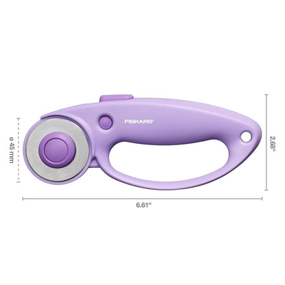 Fiskars - Cortador rotativo de bucle, Explore Collection Ultra Lila, hoja de acero de precisión para tela, fieltro y vinilo, 45 mm