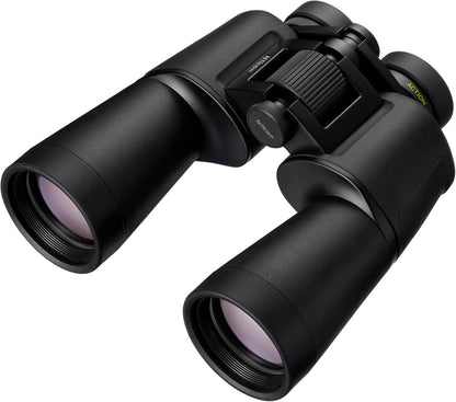 Nikon Action - Binocular de 12 x 50 | Óptica Revestimiento múltiple, Aumento de 12x de Alta Potencia, Lentes de Lente de 50 mm, Lentes Ajustables de Giro y Deslizamiento y diseño