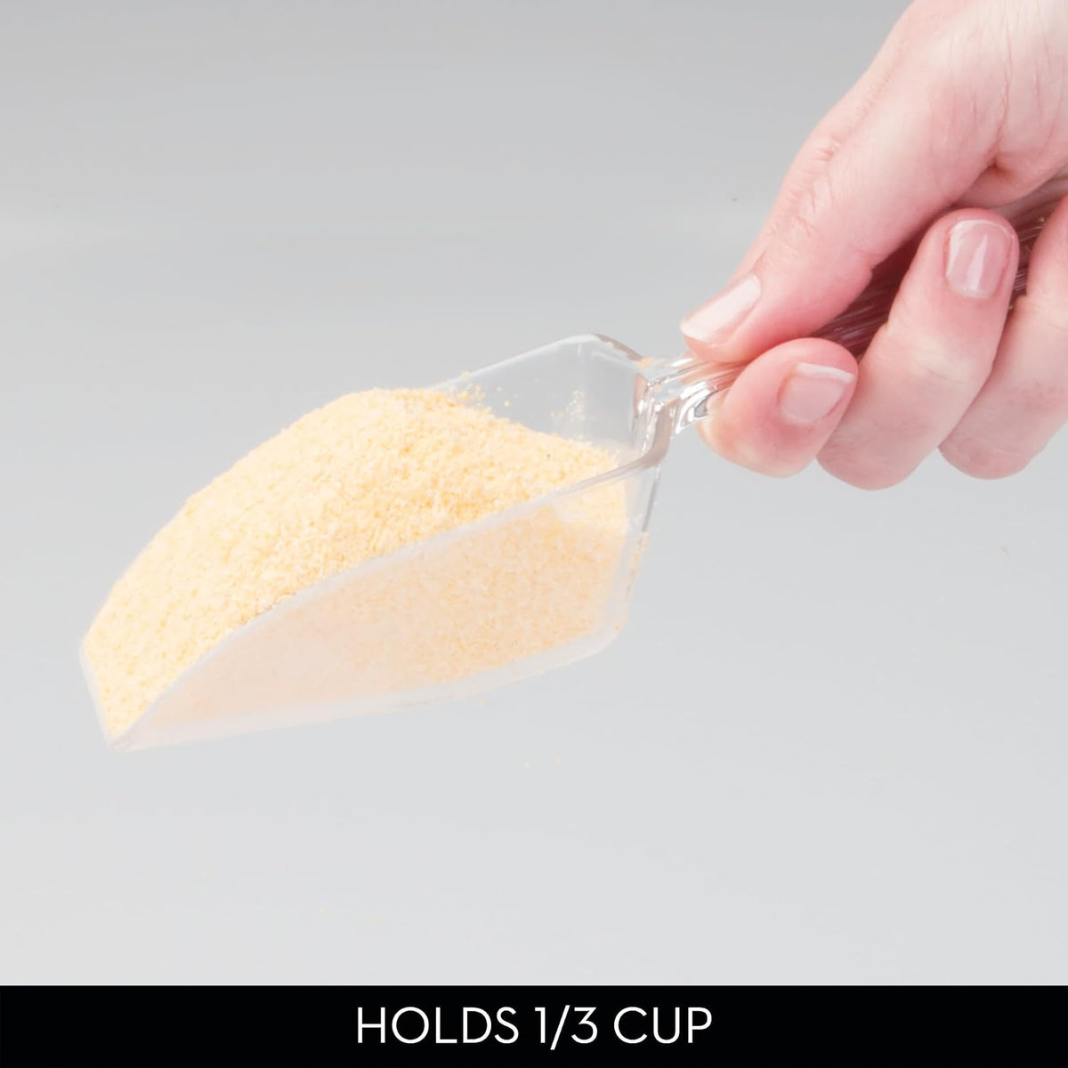 InterDesign Basic Cuchara dosificadora de 1/3 de taza, cucharas medidoras grandes de plástico, juego de 4 piezas para medidas de cocina, transparente