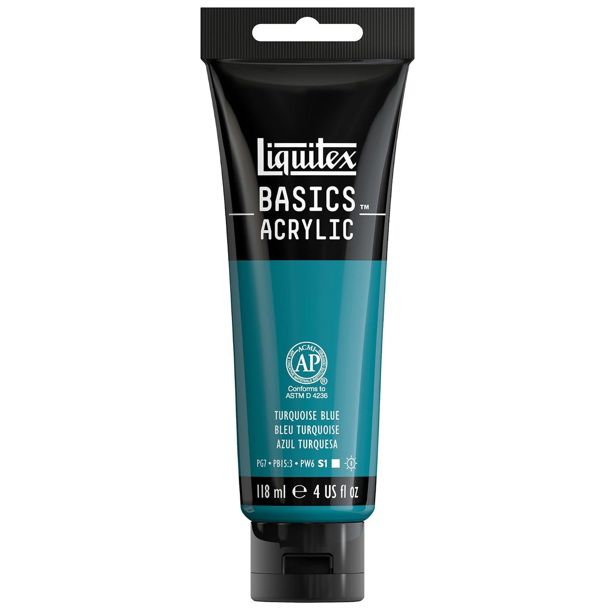 Liquitex Basics Pintura Acrílica, Tubo de 4 oz - Azul (Turquoise Blue 46) - Tubo de 4 onzas