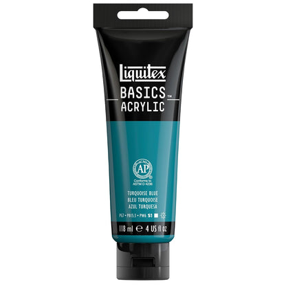 Liquitex Basics Pintura Acrílica, Tubo de 4 oz - Azul (Turquoise Blue 46) - Tubo de 4 onzas