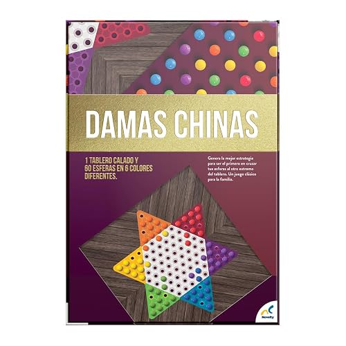 Novelty Corp - Damas Chinas Foil, Juego de Mesa para 2-6 Jugadores, a Partir de 6 Años, Máxima Calidad, Juegos Clásicos y Tradicionales