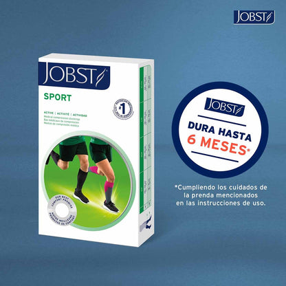 JOBST Sport Calcetines de compresión, Media 20-30mmHg, Rodilla, Talla L | Punta Cerrada, Color Negro, Compresión de Grado Médico