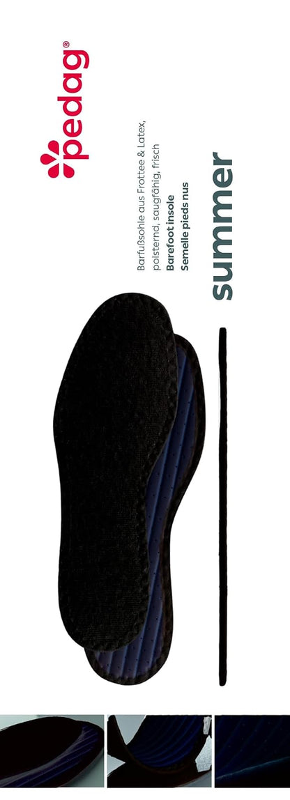 Pedag Pedag Summer Washable Pure Cotton Terry Barefoot Insole, Black, Us 5l/ Eu 35, (pack Of 3), 5.7 Ounce