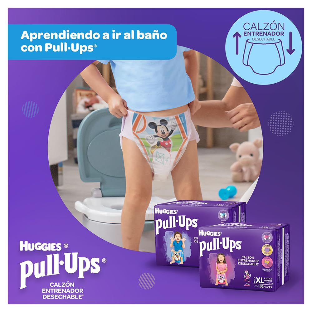 Huggies Pull-Ups Calzoncitos Entrenadores, Edición Limitada Frozen, Talla Extragrande Niño, Paquete con 30 Piezas, Ideal para niños de 18 kg o más