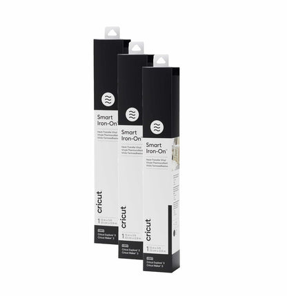 Cricut Smart Iron On Vinilo Termoadhesivo Blanco, Paquete de 3 Rollos - Negro