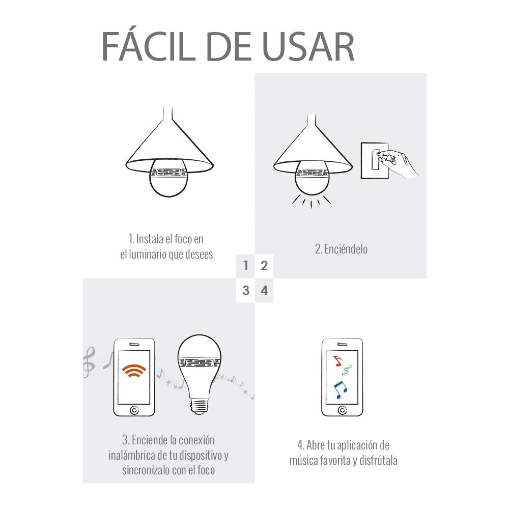 Tecnolite Foco LED con Bocina Integrada, Luz Suave Cálida, Tecnolite A19SB-LED/001/30
