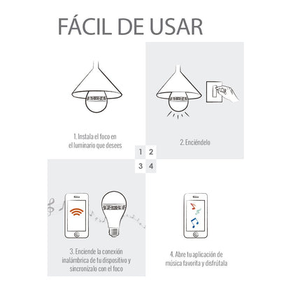Tecnolite Foco LED con Bocina Integrada, Luz Suave Cálida, Tecnolite A19SB-LED/001/30