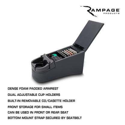 RAMPAGE PRODUCTS - Consola de asiento de banco Rampage 39223, color carbón, 16.5 pulgadas x 8.5 pulgadas x 9 pulgadas Consola de asiento de banco