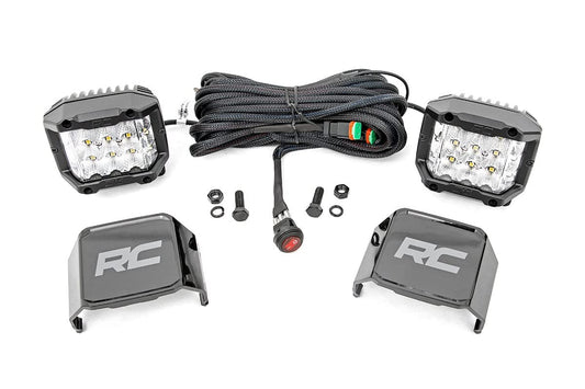 Rough Country Luces LED de Gran Angular de 3 in, Par, Ámbar, 140 Grados 70904