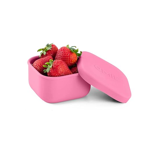 Omielife - Contenedores de silicona a prueba de fugas, contenedores de almacenamiento de alimentos con tapa, contenedor bento para almuerzo escolar, sin BPA, hermético, apto para lavaplatos, Rosa