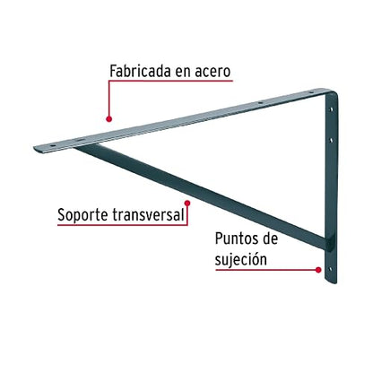 Fiero MER-20G, Ménsula reforzada, fabricada en acero, 13 x 20", gris