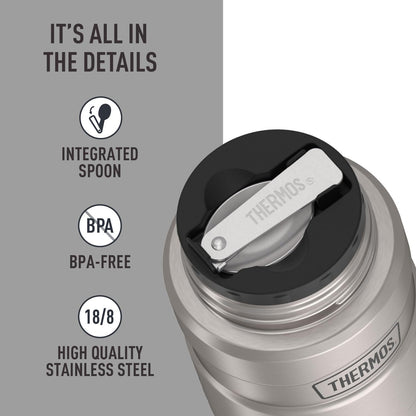 Thermos - Tarro de comida de acero inoxidable King de 16 onzas, Acero inoxidable, 16 oz, 1