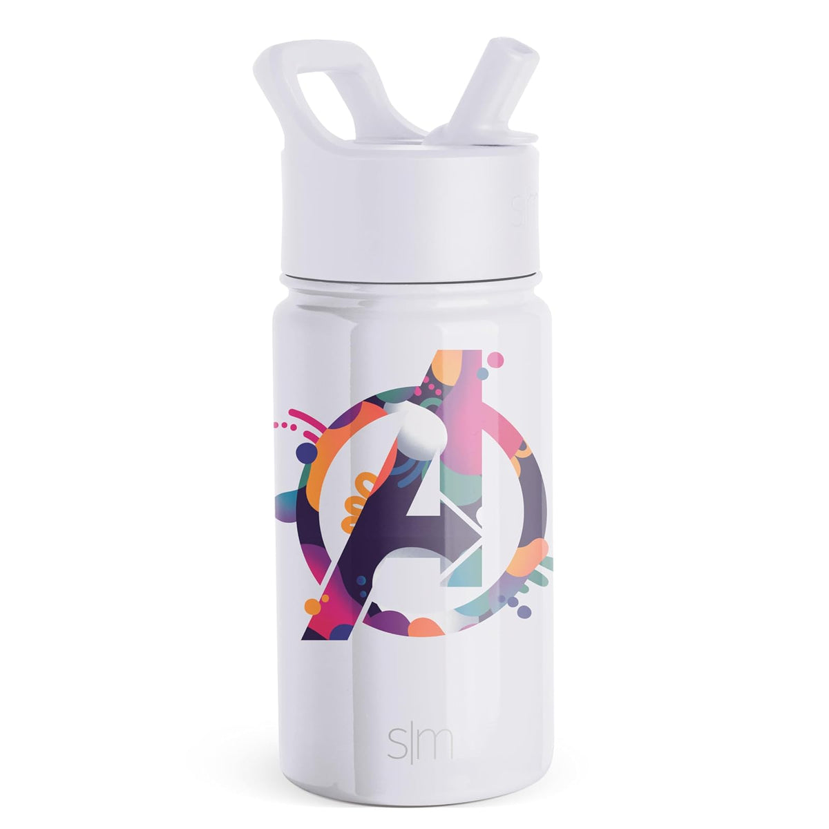 Simple Modern Botella de Agua Infantil con Popote, Acero Inoxidable - Botella de agua de 14 onzas - Marvel-Avengers Assemble
