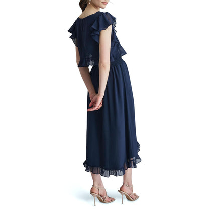 DKNY Mock Neck Ruffled Dress Vestido Mujer
