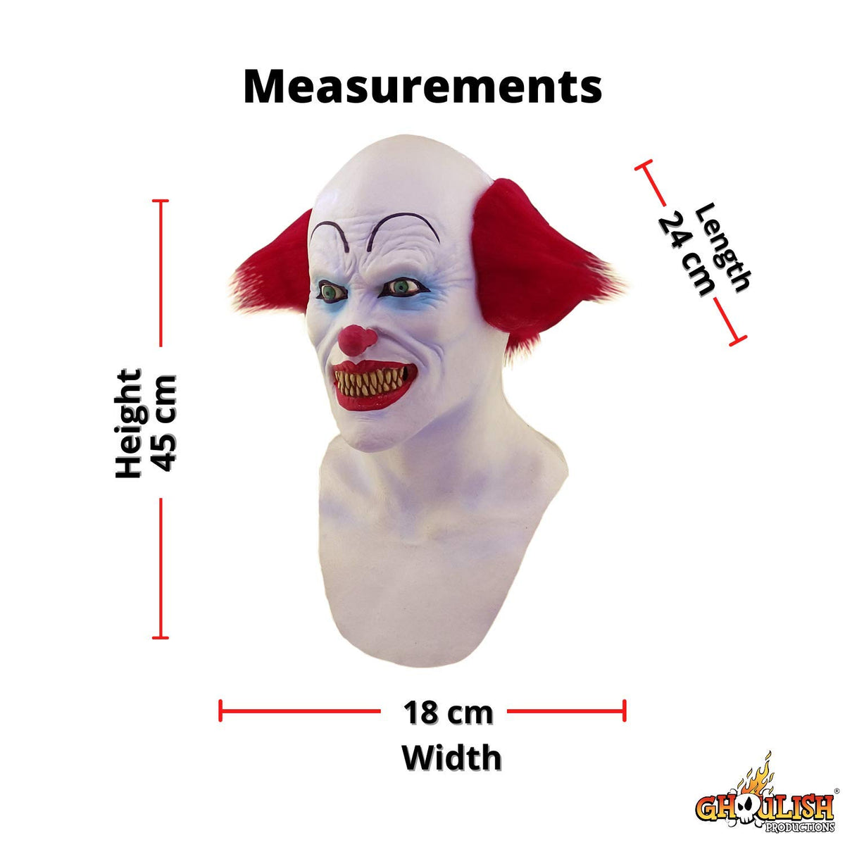 Máscara de Látex de Payaso Asesino de Miedo Terror con Pechera Ideal para Halloween por Ghoulish Productions