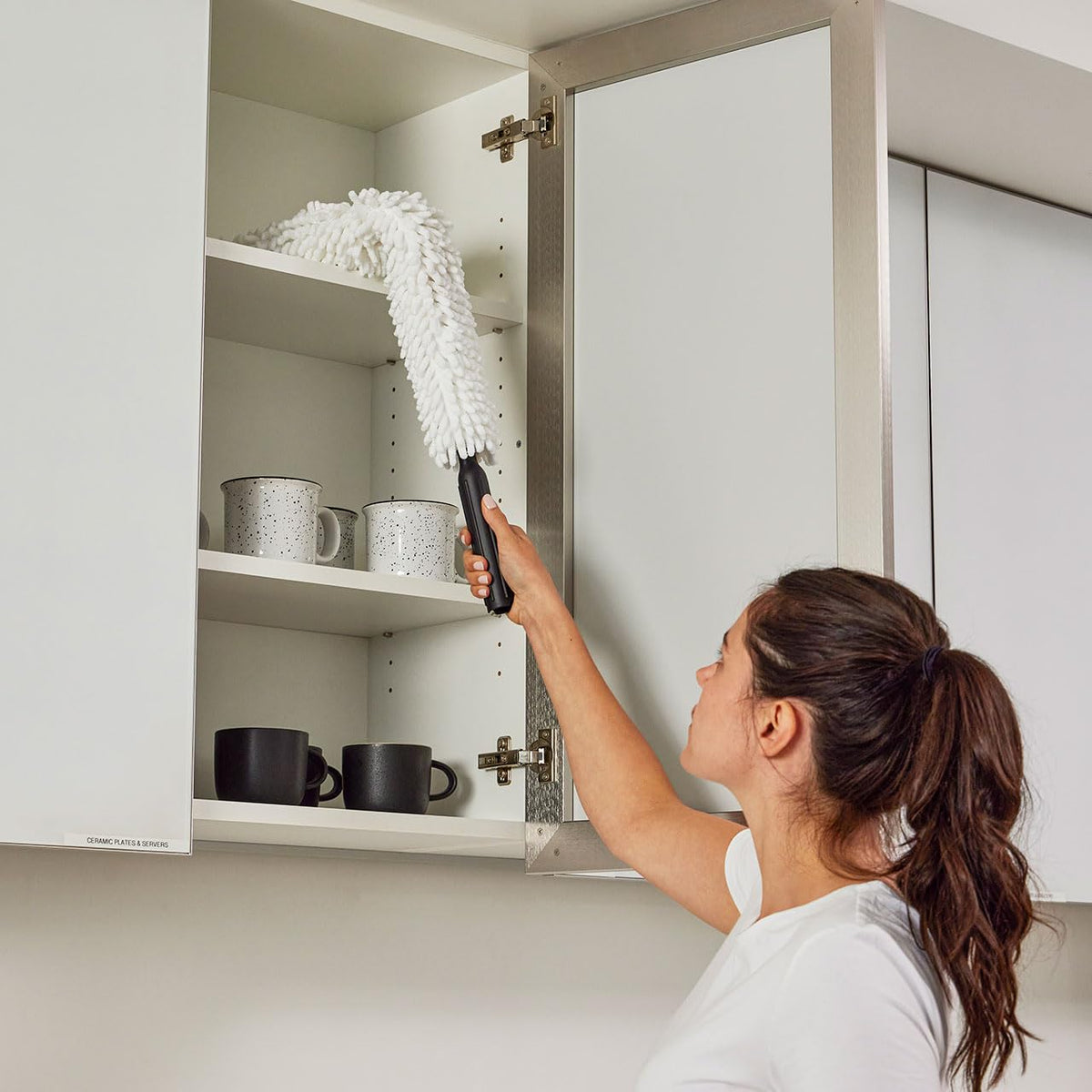 Rubbermaid Commercial Products HYGEN - Varita flexible de conexión rápida con funda de microfibra, color blanco | Funda de microfibra para zonas de difícil acceso, compatible con sistema HYGEN, color blanco