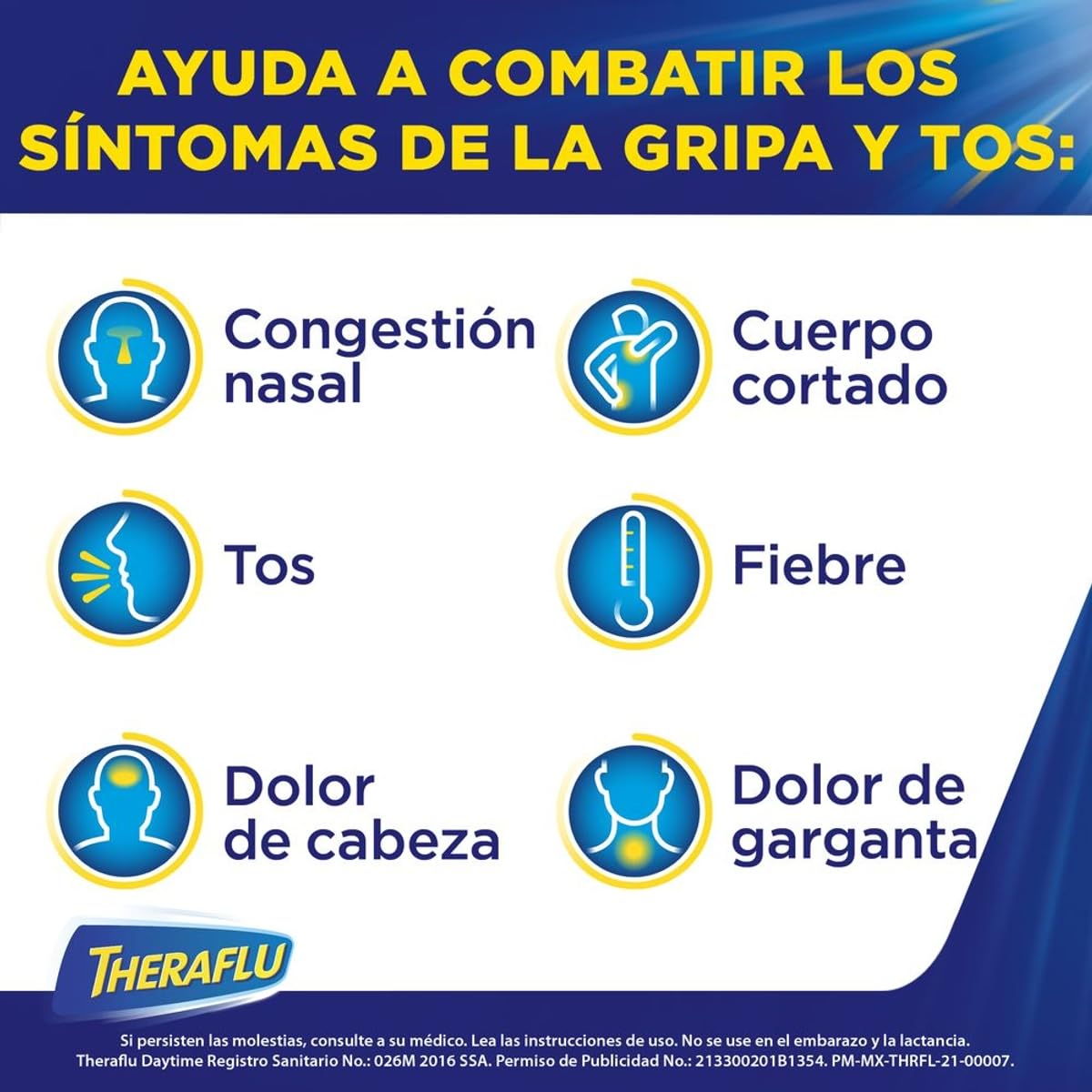Theraflu Día, Té Antigripal para Resfriado Severo, 6 Sobres