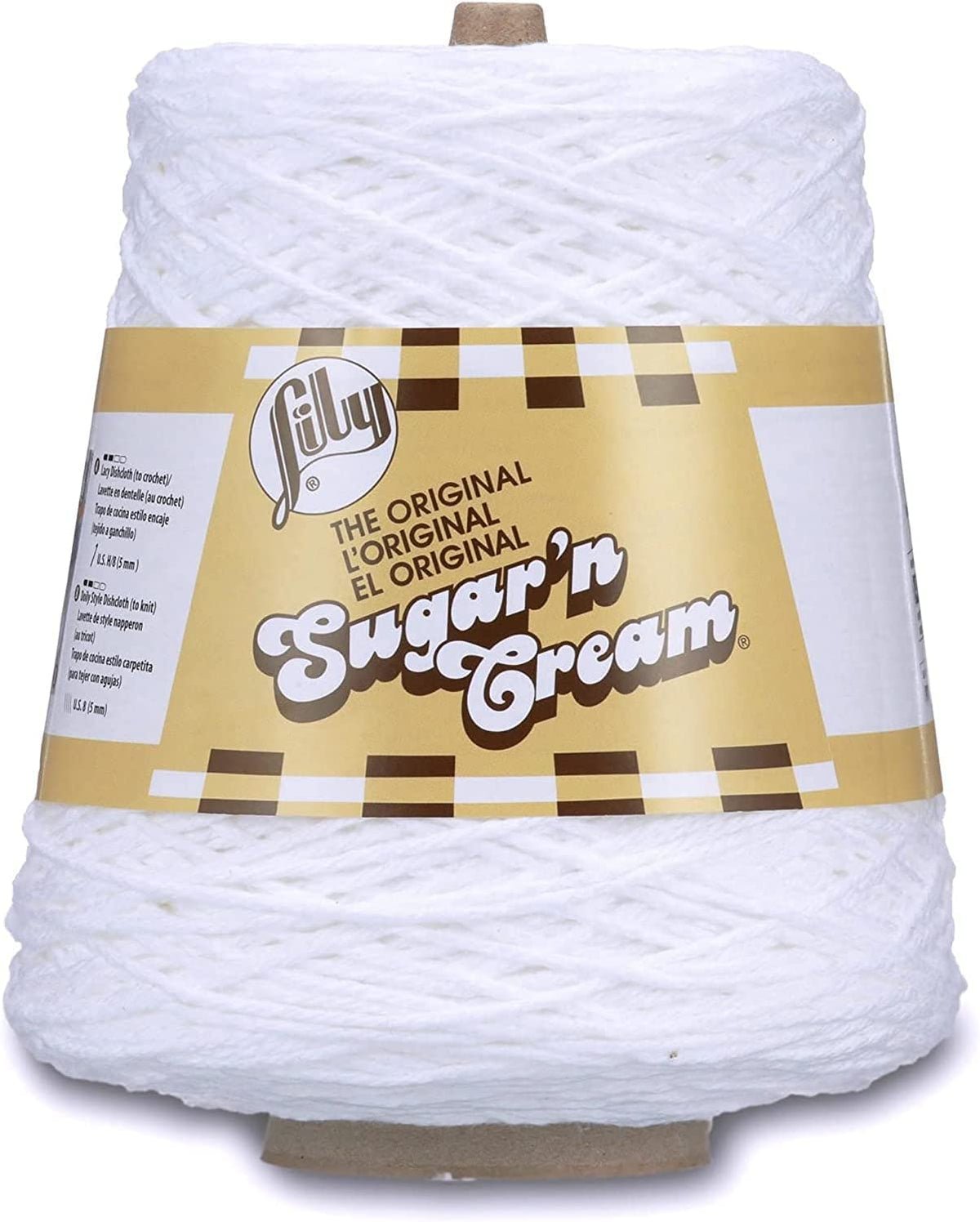 Lily Sugar'n Cream Estambre de Algodón, Cono de 400 g - Blanco - 400g