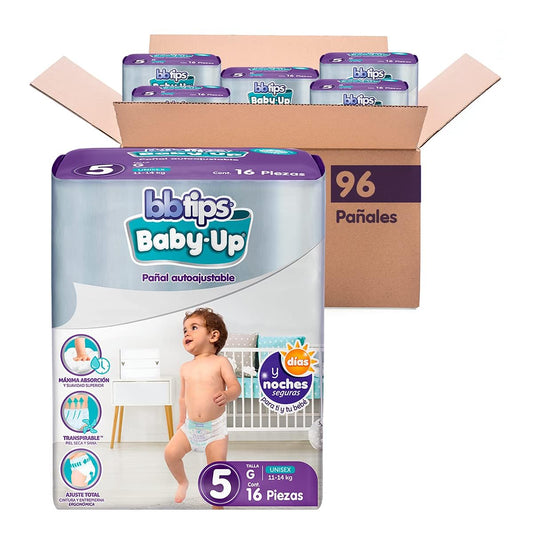 Bbtips Baby Up Pañal Autoajustable Talla 5 Grande 96 pañales