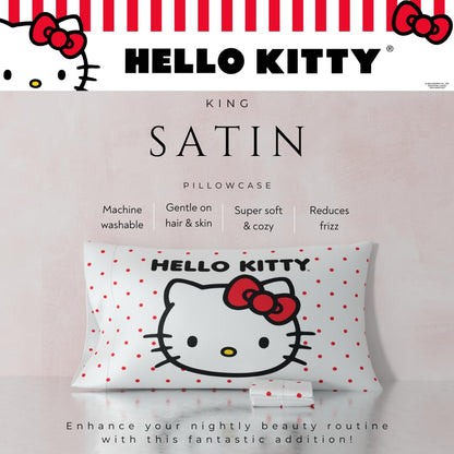 Franco Hello Kitty Beauty Beauty - Funda de Almohada de satén Sedoso tamaño King, 20 x 36 Pulgadas, para Cabello y Piel, (Producto con Licencia Oficial)