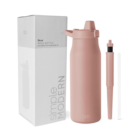 Simple Modern - Botella de agua filtrada | Filtro de carbono aislado de acero inoxidable botellas de agua de viaje | Reutilizable para agua potable limpia sobre la marcha | 34 onzas, Mauve Me