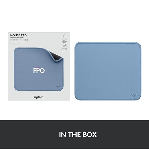 Logitech Mouse Pad - Studio Series, con Base de Caucho Antideslizante, Superficie Resistente a Salpicaduras, Materiales Durables, Portátil, Diseño Fresco y Moderno - Azul Claro