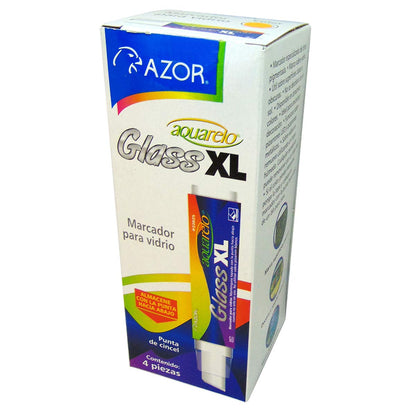 Azor Marcadores Para Vidrio 4 Piezas Aquarelo Glass XL 301.22025CS