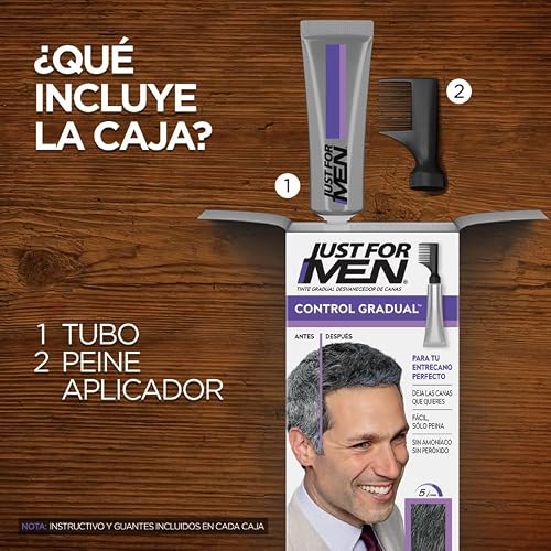 Just For Men Tinte Control Gradual, Gel para Hombre, Negro T55, Cobertura Natural, 40g