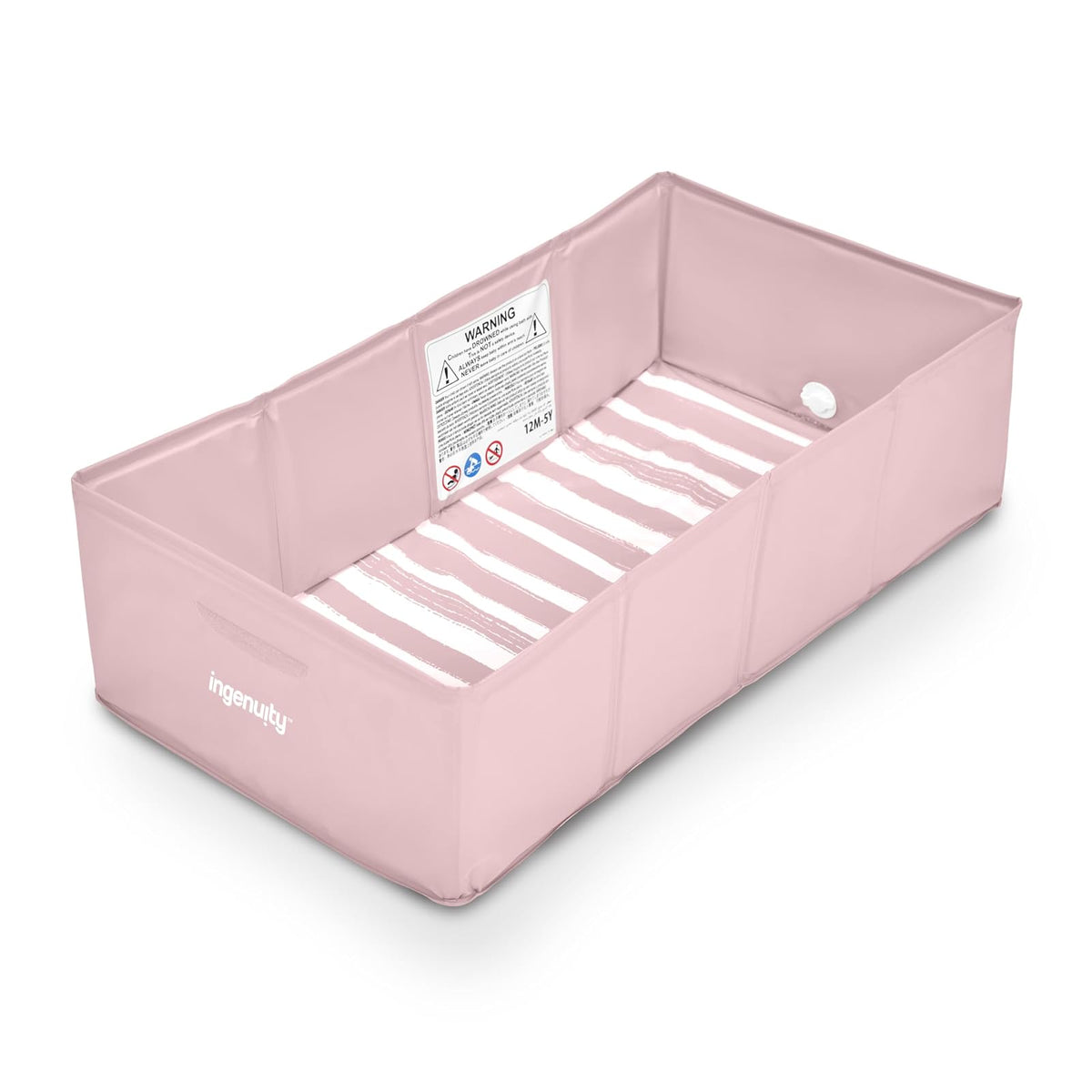 Ingenuity Tuckaway Tina para niños pequeños, convierte la ducha en tina, se pliega para almacenar, fácil de limpiar, no requiere montaje, 12 Meses a 5 Años, Rosa