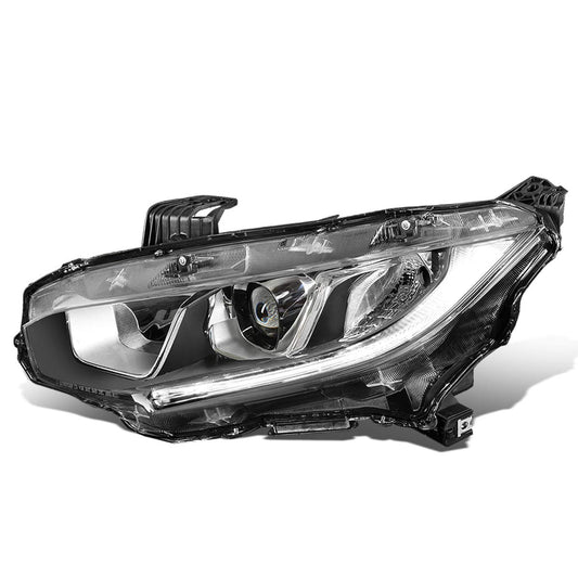 DNA Motoring Faro Delantero Izquierdo Tipo Proyector OEM-HL-0065-L con LED para Honda Civic 2016-2020