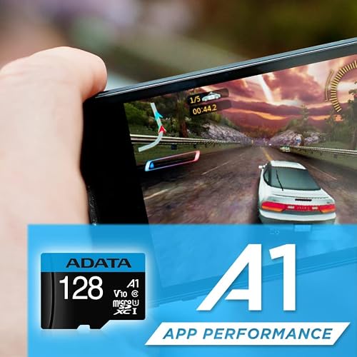 ADATA 128 GB Tarjeta de Memoria Micro SDXC con Adaptador Color Negro con Azul A1 (Clase 10)