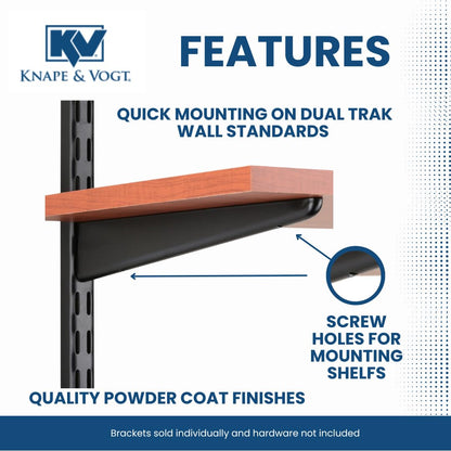 Knape & Vogt John Sterling Dual Trak - Soporte Ajustable para Estante de Madera, 14 Pulgadas, Platino, 0122-14 PM, 14 Pulgadas